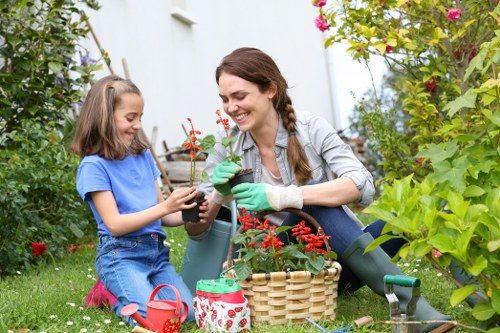 Professional landscaper designing a garden layout