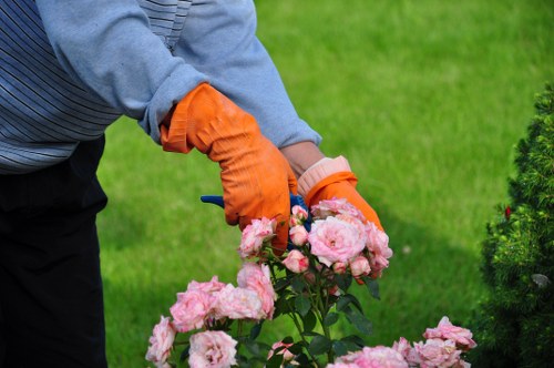 Professional gardeners maintaining a commercial property in EN5
